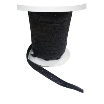 Kadife Kurdele Simli 1 cm Siyah 1 Metre