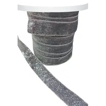 Kadife Kurdele Simli 2 cm Gümüş 10 Metre