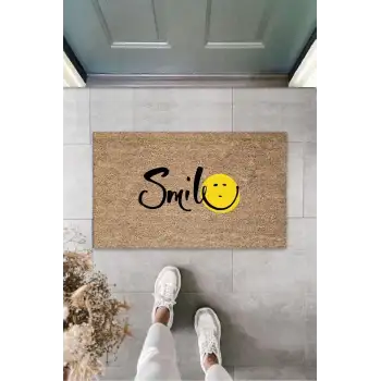 Kahverengi Kapı Önü Paspası Smile Desen  K-3269