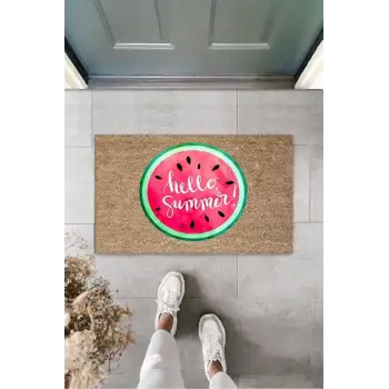 Kahverengi Kapı Önü Paspası Yuvarlak Karpuz Desen  K-3268