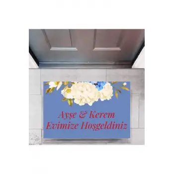 Kapı Önü Paspası Dekoratif Dijital Baskı Evimize Hoşgeldiniz P-2455