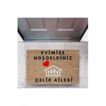 Kapı Önü Paspası Dekoratif Dijital Baskı Evimize Hoşgeldiniz P-2465