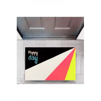 Kapı Önü Paspası Dekoratif Dijital Baskı Happy Day P-2322