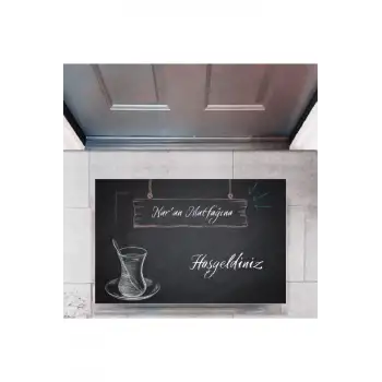 Kapı Önü Paspası Dekoratif Dijital Baskı Mutfağıma Hoşgeldiniz P-2456