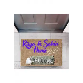Kapı Önü Paspası Dekoratif Dijital Baskı Welcome P-2460