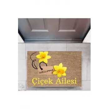 Kapı Önü Paspası Dekoratif Dijital Baskı Welcome P-2462