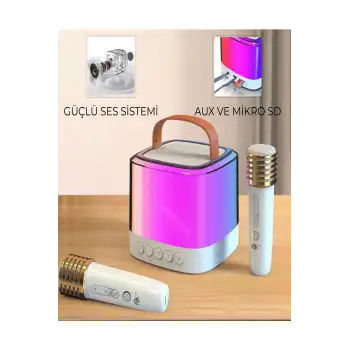 Karaoke Bluetooth Hoparlör Aggıy Ag-s7 Kablosuz Mikrofonlu Rgb Led Parti Işıklı