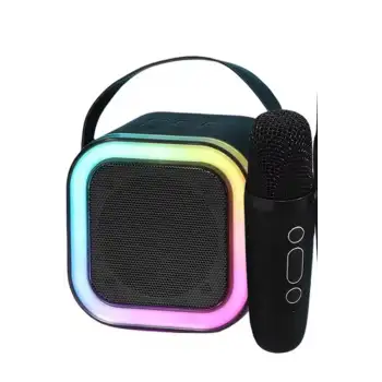 Karaoke Kablosuz Hoparlör Mikrofonlu Rgb Işıklı Bluetooth Speaker Tf Kart/usb Siyah