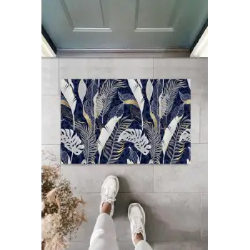 Lacivert Kapı Önü Paspası k Desen  K-3100