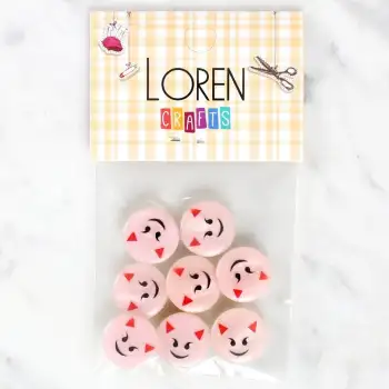 Loren Crafts 8li Gülen Yüz Düğme - 1023