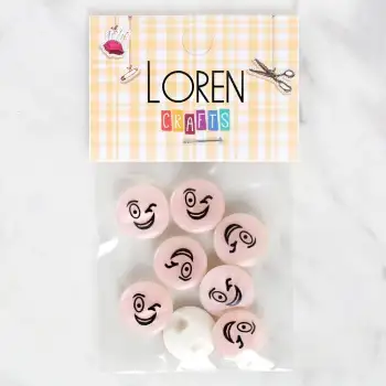 Loren Crafts 8li Gülen Yüz Düğme - 1024