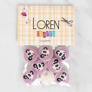 Loren Crafts 8li Panda Düğme - 1055