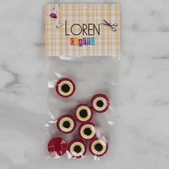 Loren Crafts kırmızı 8 li nazar boncuğu düğme - 16