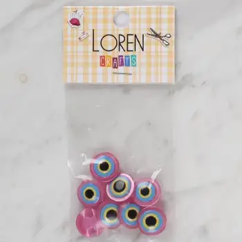 Loren Crafts pembe 8 li nazar boncuğu düğme - 168
