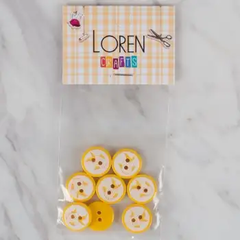 Loren Crafts sarı 8 li balık düğme - 579