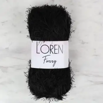 Loren Furry Siyah El Örgü İpi - RF1001 - 34066