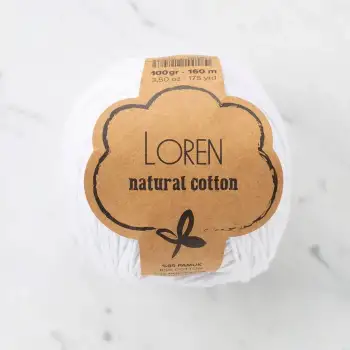 Loren Natural Cotton Beyaz El Örgü İpi - R001 - 33914