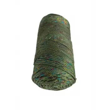 Makrome İpi 3mm Polyester Haki Simli
