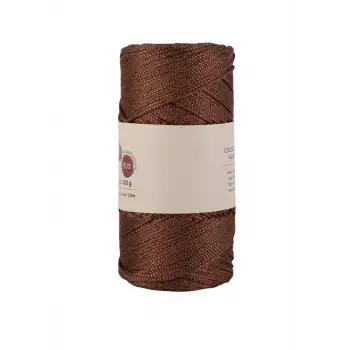 Makrome İpi 3mm  Polyester Kahve Simli