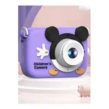 Mini 1080p Hd Çocuk Kamera Dijital Fotoğraf Makinesi 2.0 Inç Ekran 5 Adet Oyun Mor