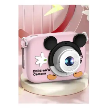 Mini 1080p Hd Çocuk Kamera Dijital Fotoğraf Makinesi 2.0 Inç Ekran 5 Adet Oyun Pembe