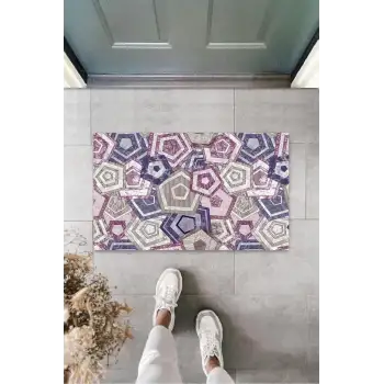 Mürdüm Kapı Önü Paspası Altıgen Desen  K-3205