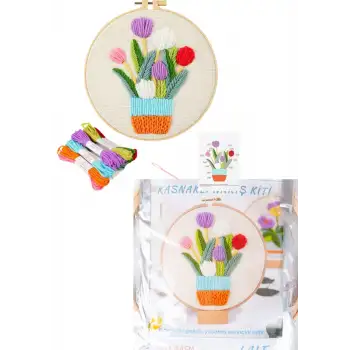 Nakış Kitleri Kasnaklı 13.5 X 18.8 cm Lale