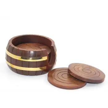 Pirinç Yuvarlak Ahşap Bardak Altı W431