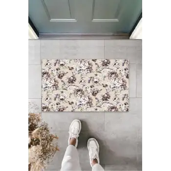 Pudra Kapı Önü Paspası Çiçek Desen  K-3204