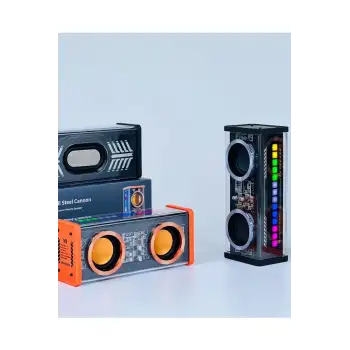 Şeffaf Mecha Müzik Tws Stereo Rgb İşıklı Hoparlör Kablosuz Bluetooth 5.0 Taşınabilir Hoparlör V9