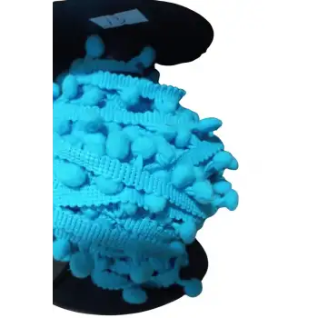 Sıralı Ponpon 1 Metre Bebe Mavisi