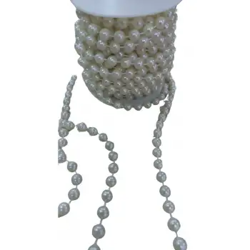 Sıralı Yuvarlak İnci En 1 cm Krem 5 Metre