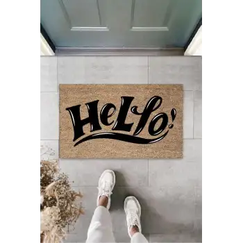 Siyah Kapı Önü Paspası Hello Desen  K-3276