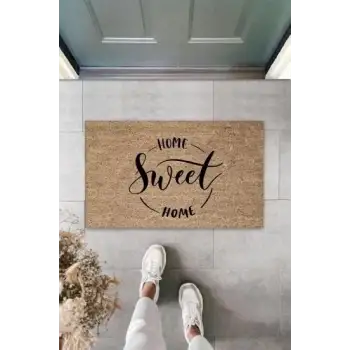 Siyah Kapı Önü Paspası Home Sweet Home Desen  K-3298