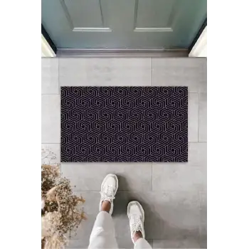 Siyah Kapı Önü Paspası Spiral Desen  K-3230