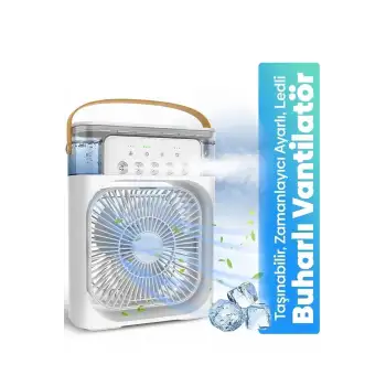 Taşınabilir Işıklı 5 Spreyli Vantilatör Buzlu Buharlı Vantilatör Mini Fan Nemlendirici