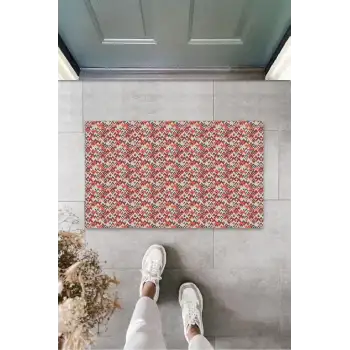 Turuncu Kapı Önü Paspası Dijital Desen  K-3214