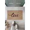 Bej Kapı Önü Paspası Büyük Yazılı Love Desen  K-3316