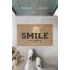 Bej Kapı Önü Paspası Smile Everyday Ayıcık Desen  K-3360