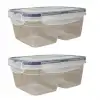 New 2 Bölmeli 0,45+0,45 Litre Kilitli Kapaklı Erzak Saklama Kabı LC-524