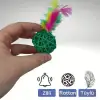 New 2li Rattan Renkli Peluş Tüy Kedi Köpek Oyuncak Yakalama Çiğneme Çıngıraklı Top Oyuncağı