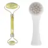 New 2li Set Çift Taraflı Cilt Temizleme Fırçası ve Yeşim Taşı Çift Taraflı Cilt Masaj Aleti