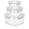 New 3lü Pratik Silikon Contalı Sızdırmaz Kapaklı Sağlam İstiflenebilir Saklama Kapları