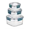 New 3lü Pratik Silikon Contalı Sızdırmaz Kapaklı Sağlam İstiflenebilir Saklama Kapları