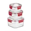 New 3lü Pratik Silikon Contalı Sızdırmaz Kapaklı Sağlam İstiflenebilir Saklama Kapları