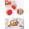 New 3lü Gökkuşağı Sünger Kedi Köpek Çiğneme Oyun Topu 4,2 cm