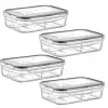 New 4 Bölmeli Sızdırmaz Contalı Kilitli Kapaklı 1 Litre Erzak Saklama Kabı -LC520