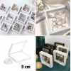 New 9x9 cm Standlı 3D Takı Ziynet Hatıra Koleksiyon Saklama Kutusu Şeffaf Film Çerçevesi