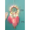 New El Yapımı Kuş Tüyü ve Led Işıklı Dekoratif Asma Düş Rüya Kapanı