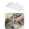 New Evye Üstü Katlanır Nihale Paslanmaz Çelik Pratik Sebze Meyve Bulaşık Kurutma Süzgeci